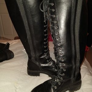 Black Torrid knee high lace-up boot